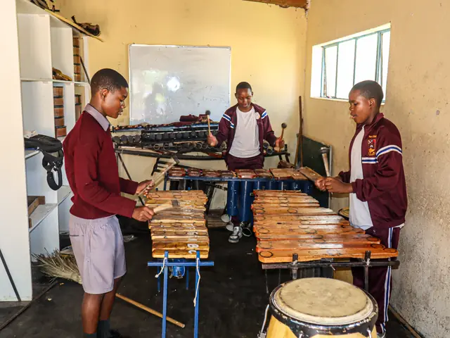 Marimba practice in the music room